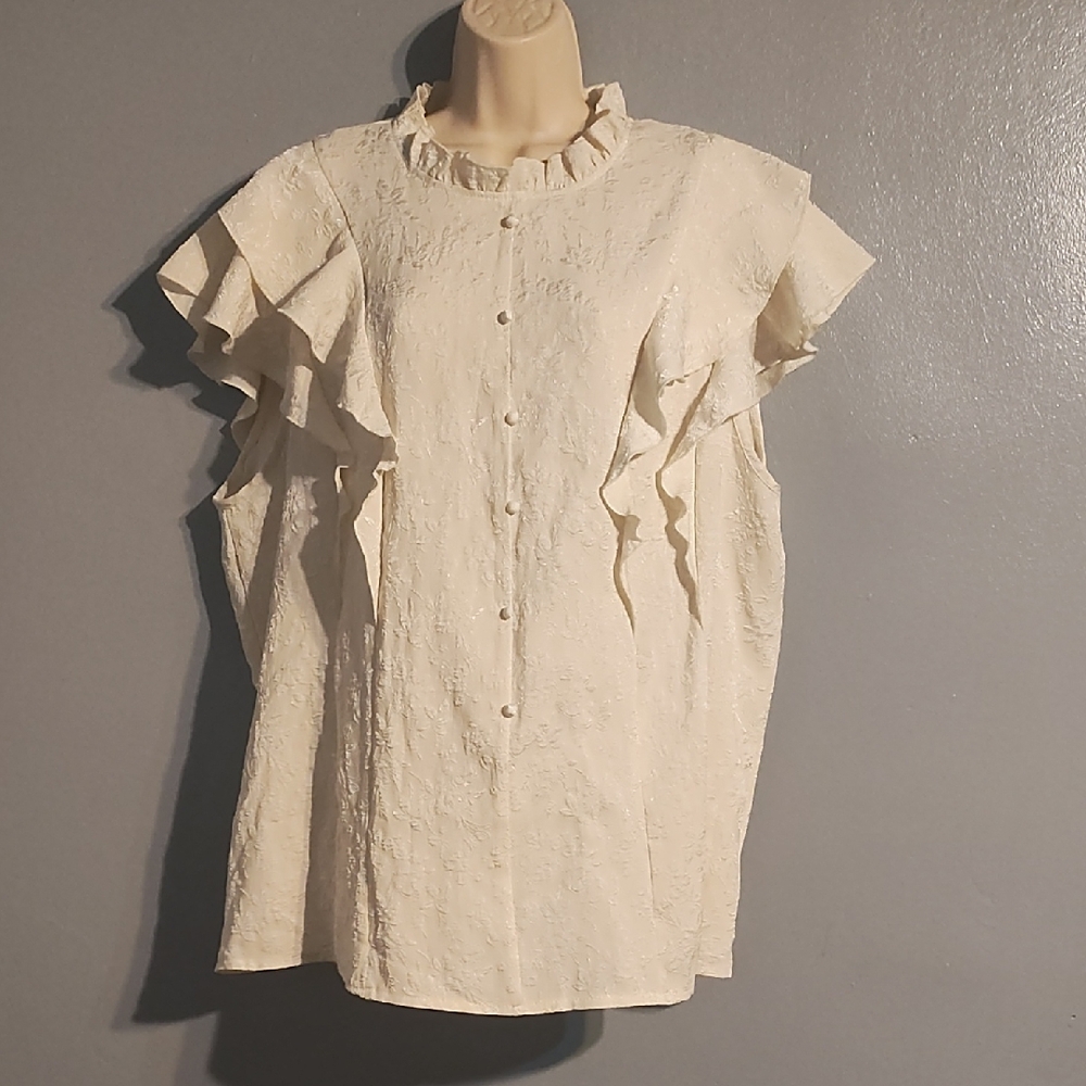 Elegant Cream Ruffled Women's Top